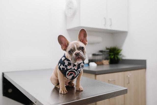 dog on table